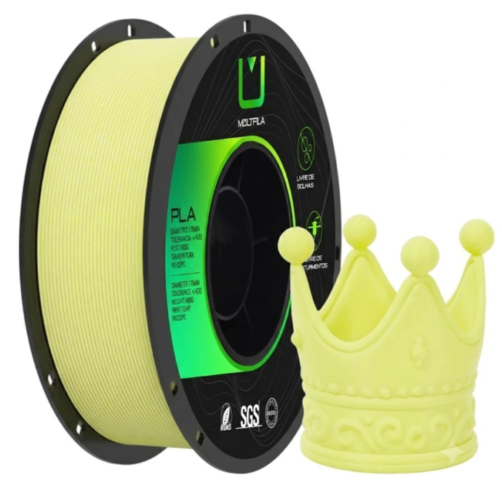 Multfila PLA Matte Filamento 3D 1.75mm 1kg Amarelo Limão