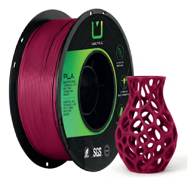 Multfila PLA Filamento 3D 1.75mm 1kg Bordô