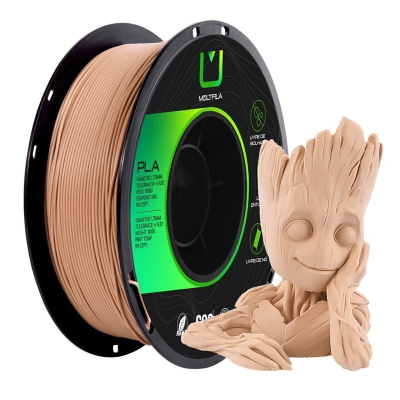 Multfila Filamento PLA 1kg 1.75mm Marrom Madeira Para Impressora 3D - M3D