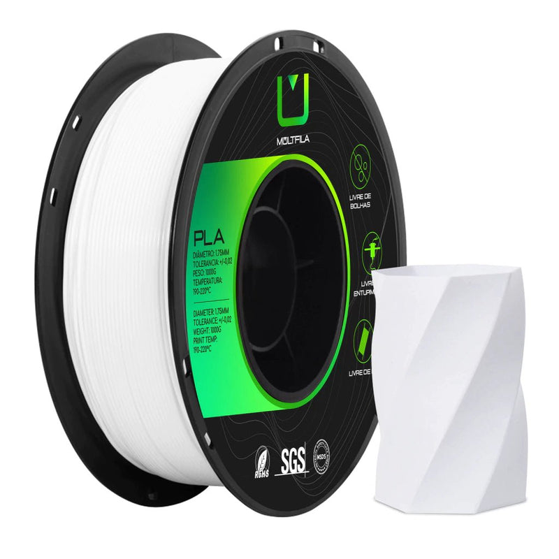 Multfila PLA Filamento para Impressão 3D 1.75mm 1kg Branco - M3D