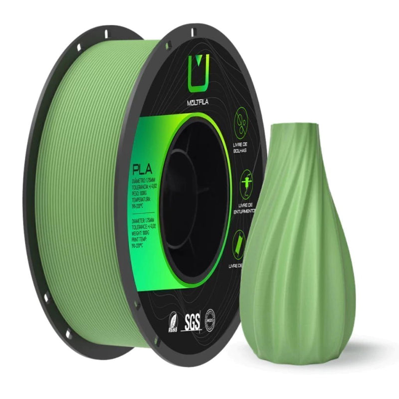 Multfila PLA Matte Filamento Verde 1kg Fosco para Impressora 3D - M3D