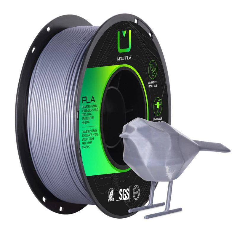 Multfila PLA Prata Filamento 1kg Para Impressão 3D 1.75mm - M3D