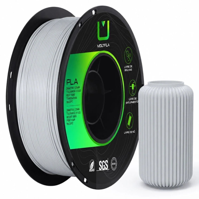 Multfila Tech Filamento PLA 1.75mm 1kg Impressão 3D Cinza - M3D