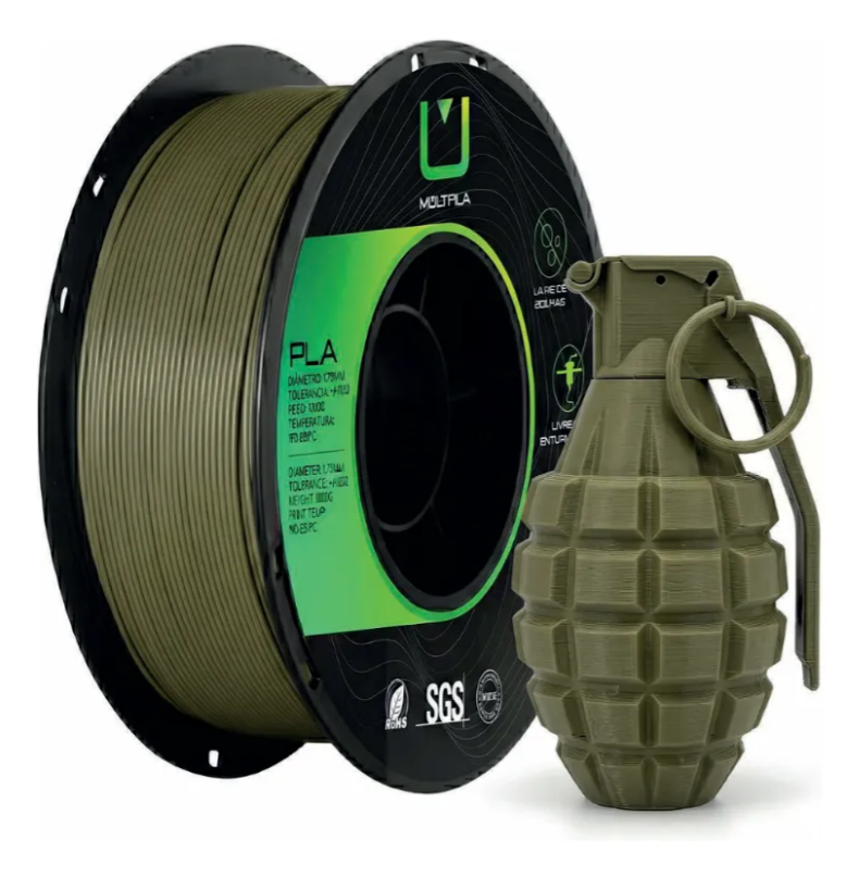 Multfila PLA Filamento 3D 1.75mm 1kg Verde Militar