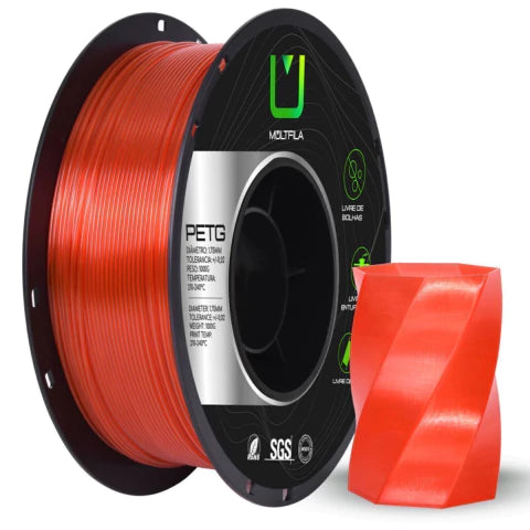 Multfila PETG Vermelho Transparente 1kg Filamento para Impressora 3D 1.75mm