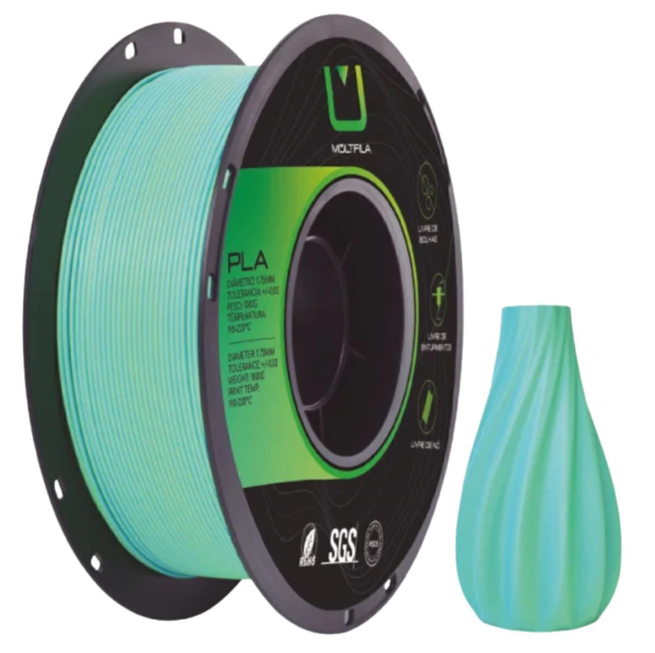Multfila PLA Cristal Rainbow Filamento 3D 1.75mm 1kg Azul e Verde