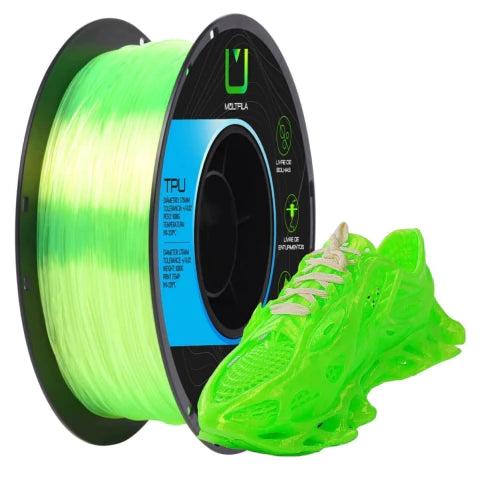 Filamento TPU 95A Multfila 1,75mm 1kg Verde Translúcido