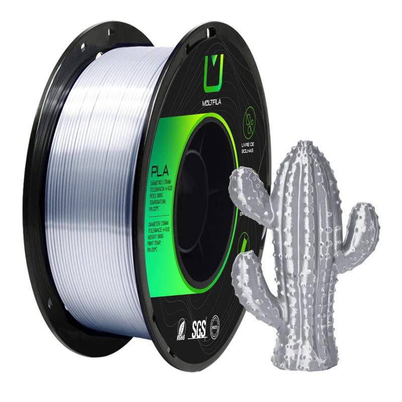 Multfila Filamento PLA Silk 1.75mm Prata Metalizado 1kg - M3D