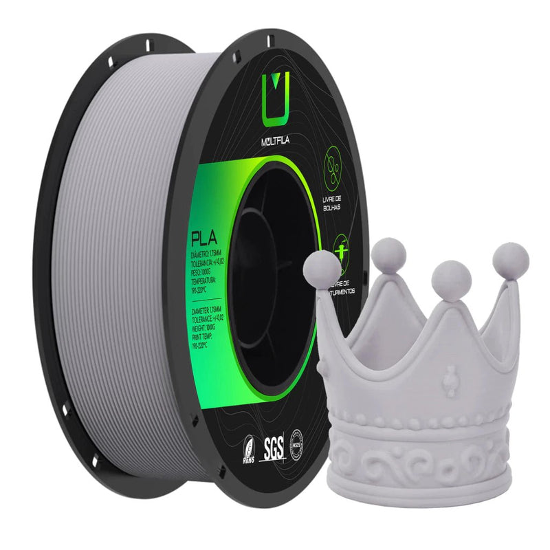 Multfila PLA Matte Cinza 1kg Filamento 1.75mm Para Impressora 3D - M3D