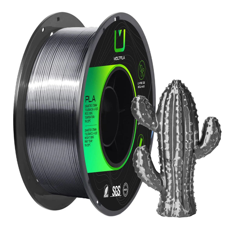 Multfila PLA Silk Preto Metalizado Filamento 1.75mm 1kg - M3D