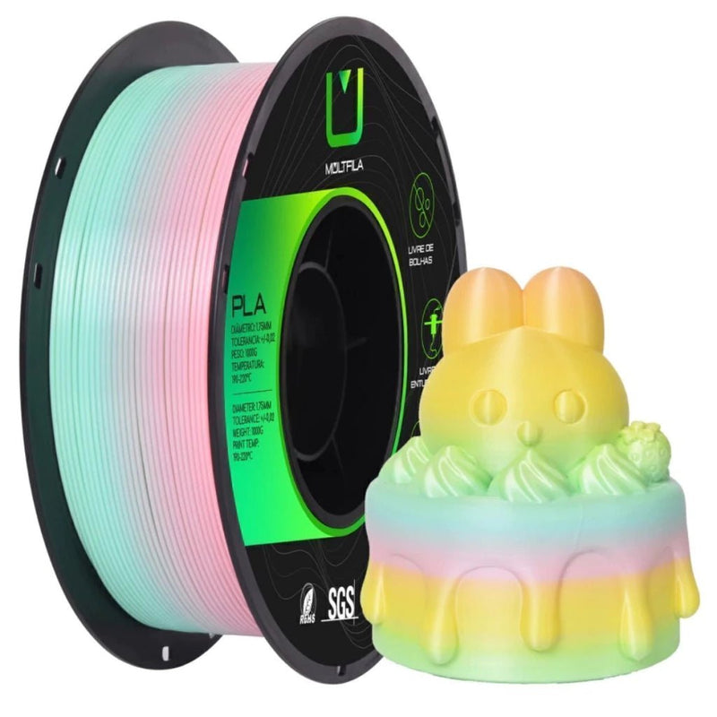 Multfila PLA Silk Rainbow 1.75mm 1kg Filamento 3D Acabamento Metálico - M3D