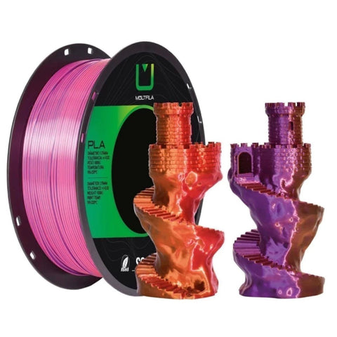 Multfila PLA Tri Color Filamento 1kg 1.75mm Vermelho Dourado Roxo - M3D