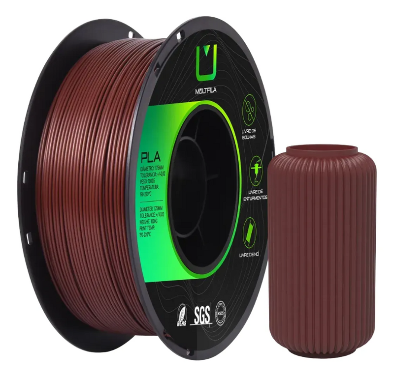 Multfila PLA Filamento 3D 1.75mm 1kg Marrom