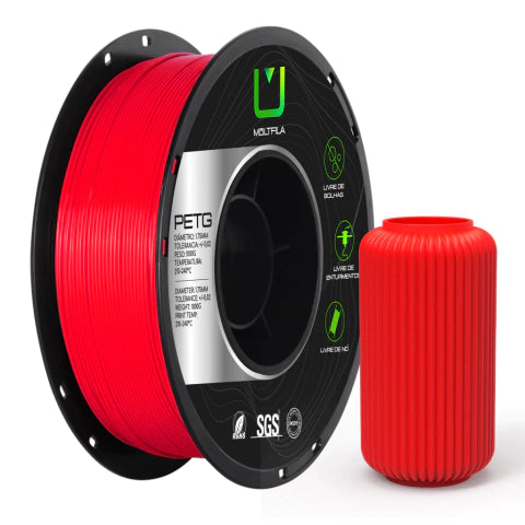 Multfila PETG Vermelho 1kg Filamento para Impressora 3D 1.75mm