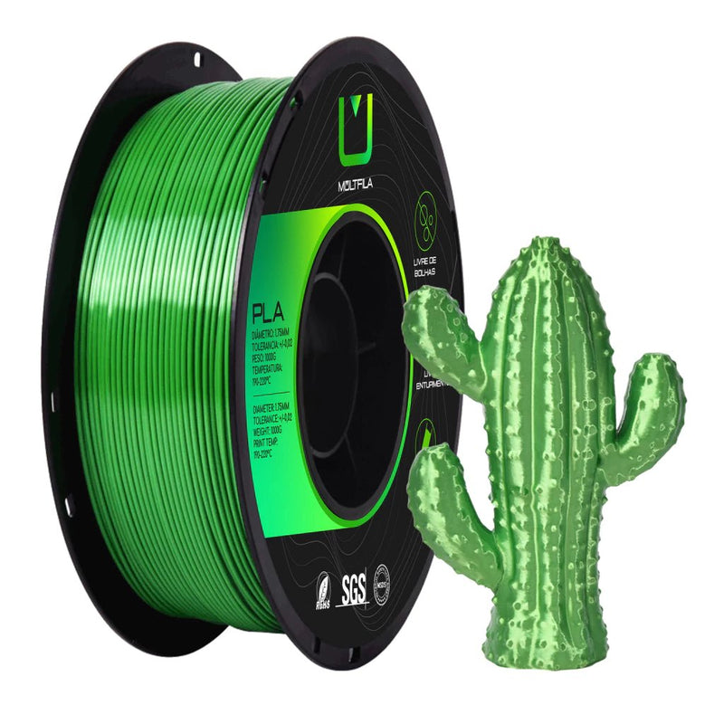 PLA Silk Verde Metalizado 1kg Multfila - M3D