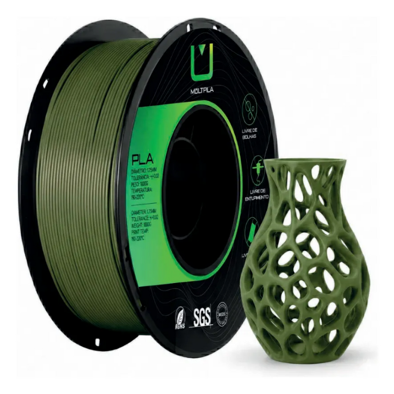 Multfila PLA Matte Filamento 3D 1.75mm 1kg Verde Oliva